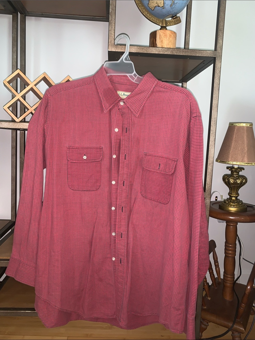 L.L. Bean Men's Red Micro-Check Button-Down Shirt